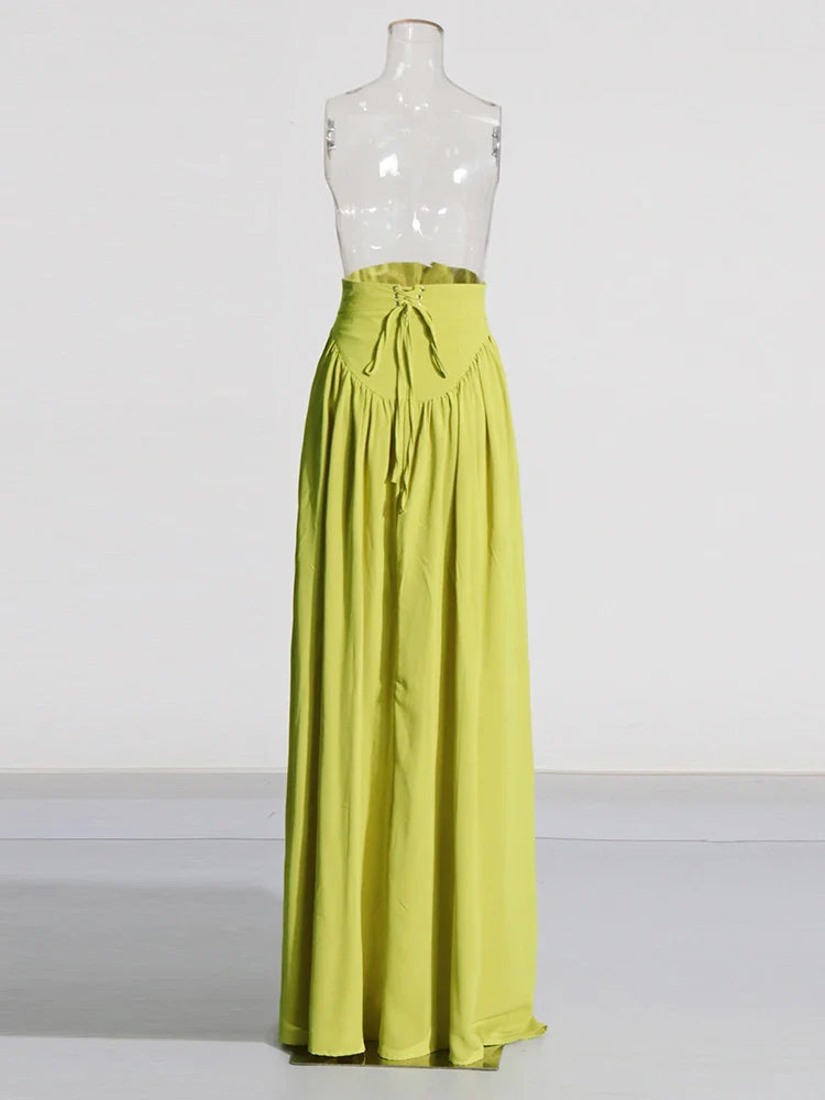 Elegant Two Piece Set for Women Long Sleeve Round Neck Top with High Waist Pleated Skirt Chic and Sophisticated Solid Color Outfit