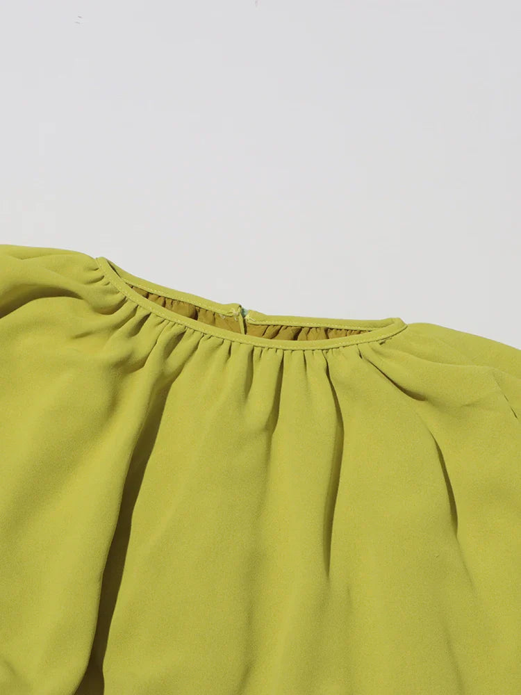 Elegant Two Piece Set for Women Long Sleeve Round Neck Top with High Waist Pleated Skirt Chic and Sophisticated Solid Color Outfit