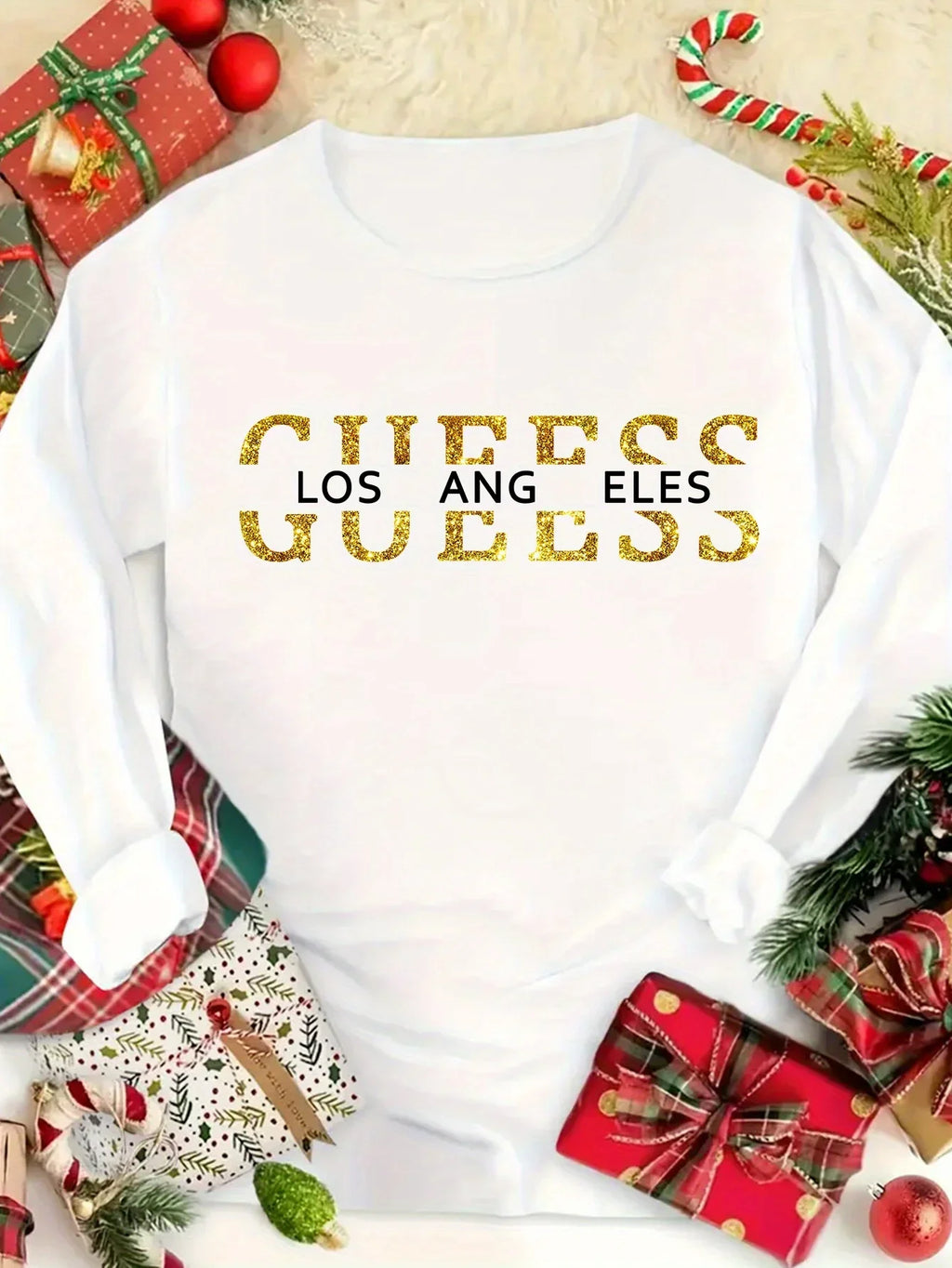 Womens Long Sleeve Cross Letter Print Warm Base Layer T-Shirt Casual Round Neck Top for Autumn and Winter