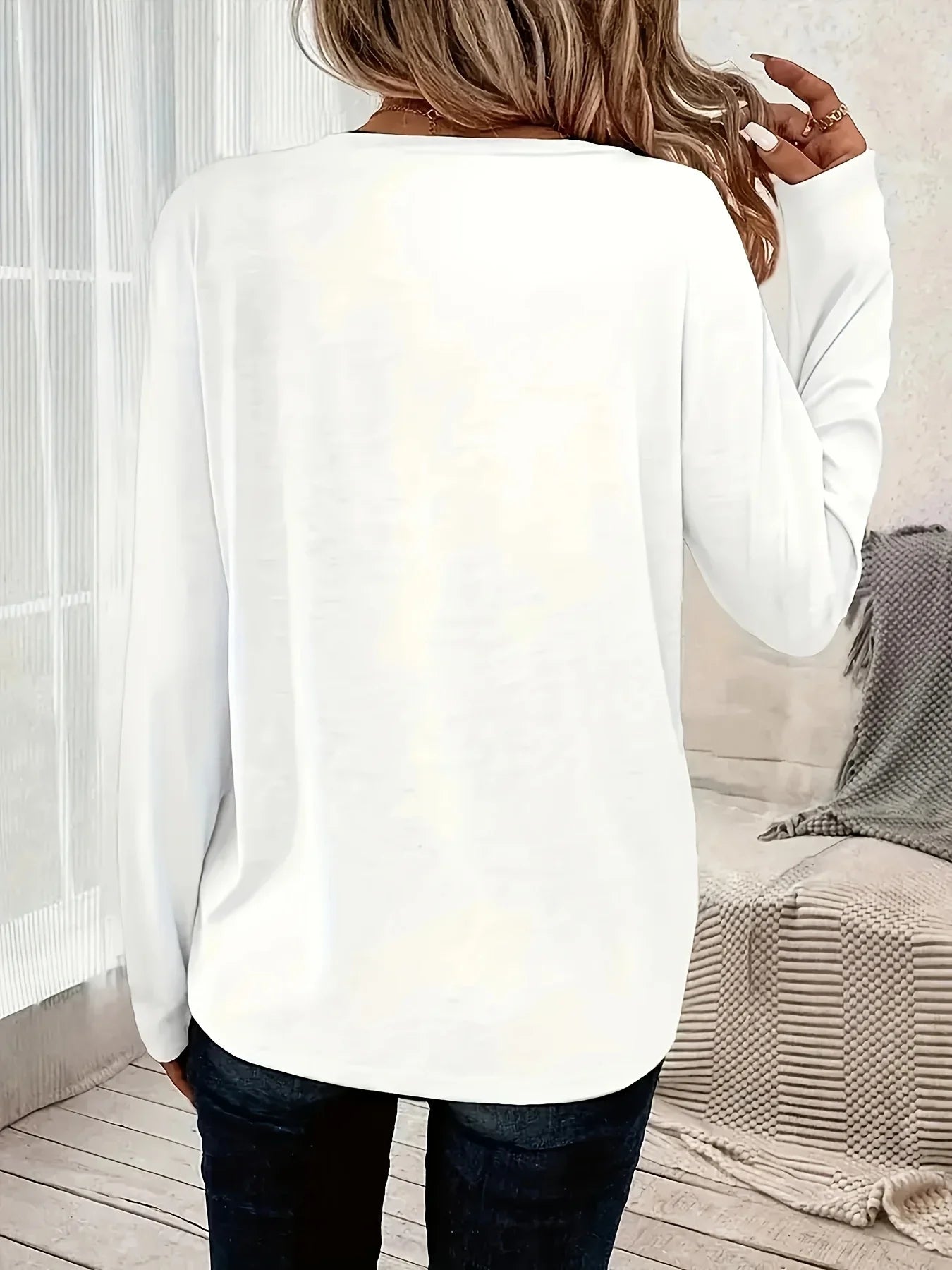 Womens Long Sleeve Cross Letter Print Warm Base Layer T-Shirt Casual Round Neck Top for Autumn and Winter