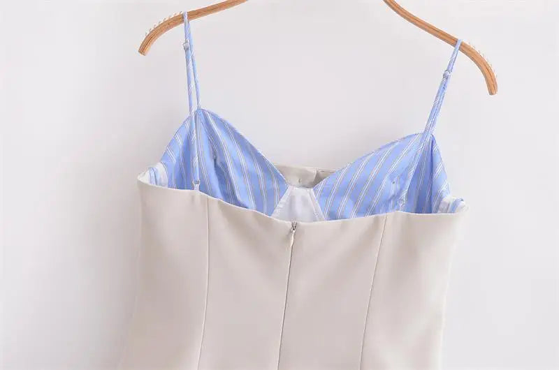 Chic Patchwork Tube Top Dress for Women Elegant Mini Summer Holiday Casual Street Fashion Youth Style