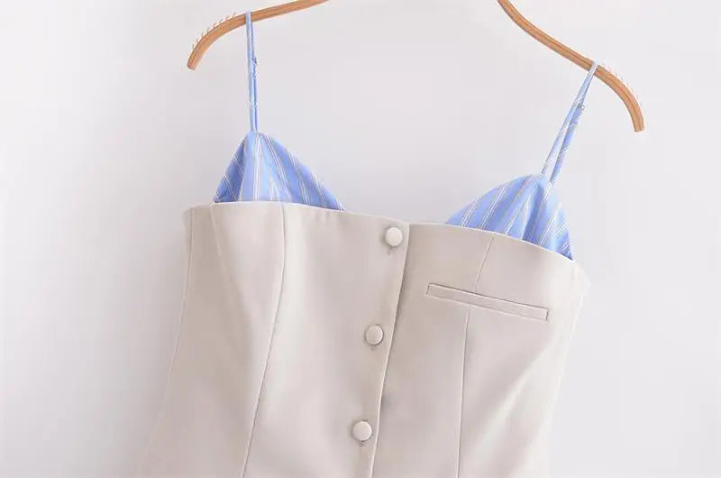 Chic Patchwork Tube Top Dress for Women Elegant Mini Summer Holiday Casual Street Fashion Youth Style