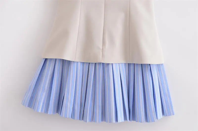 Chic Patchwork Tube Top Dress for Women Elegant Mini Summer Holiday Casual Street Fashion Youth Style