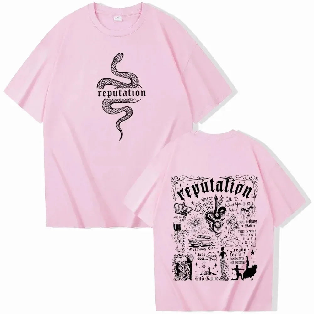 Le Reputation Music Shirt Women's Soft Cotton Short Sleeve O-Neck Swiftie Gift Tee