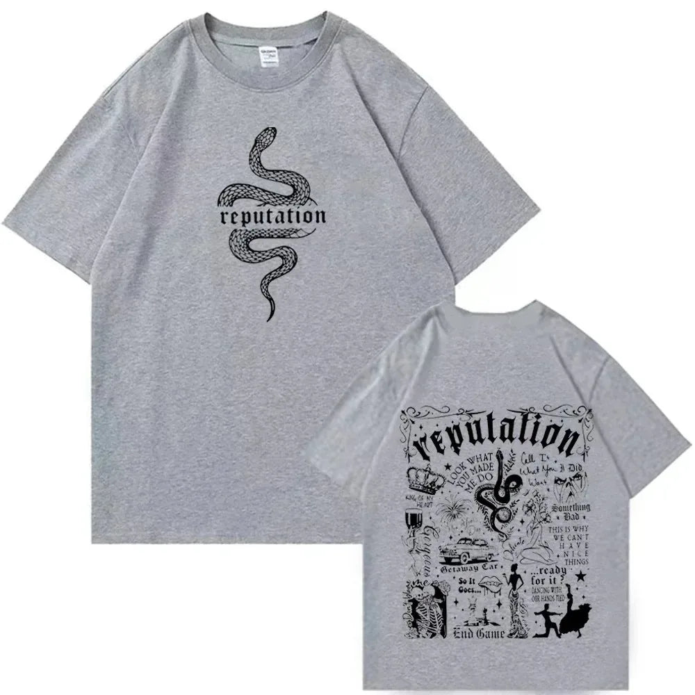 Le Reputation Music Shirt Women's Soft Cotton Short Sleeve O-Neck Swiftie Gift Tee