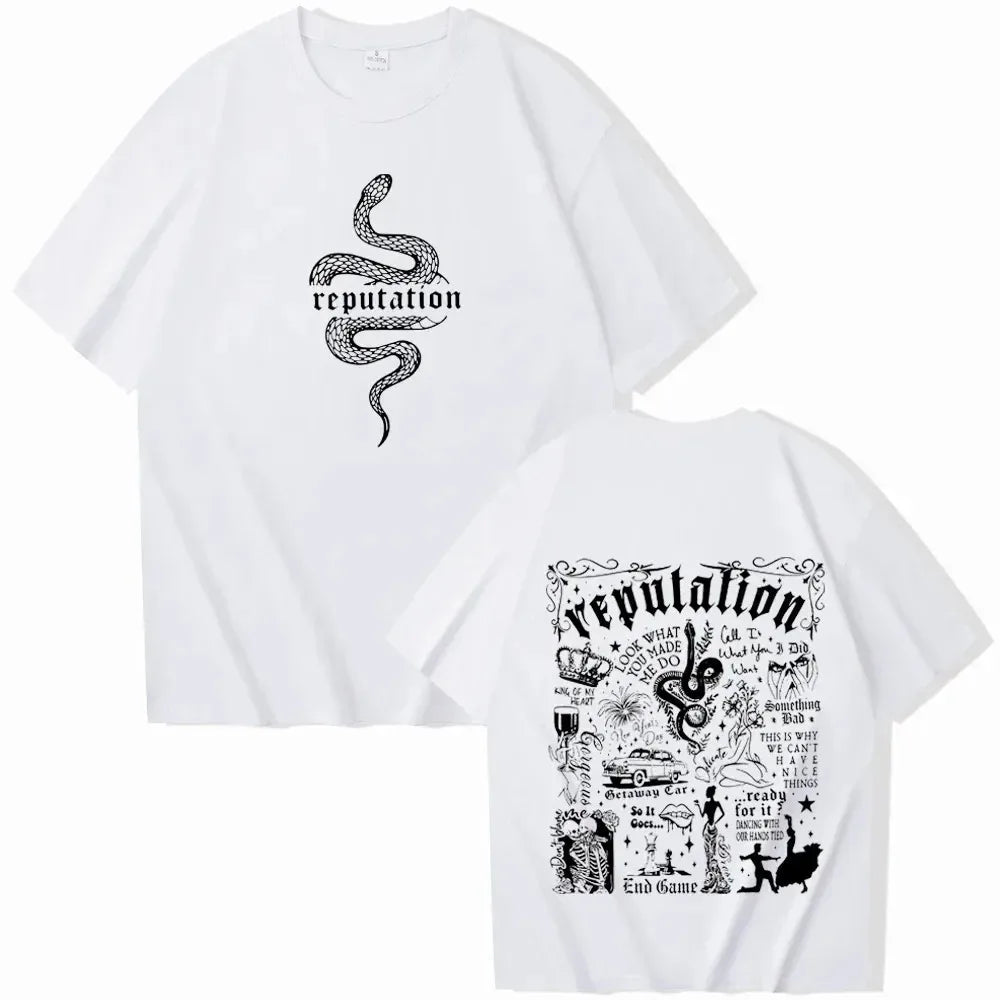 Le Reputation Music Shirt Women's Soft Cotton Short Sleeve O-Neck Swiftie Gift Tee