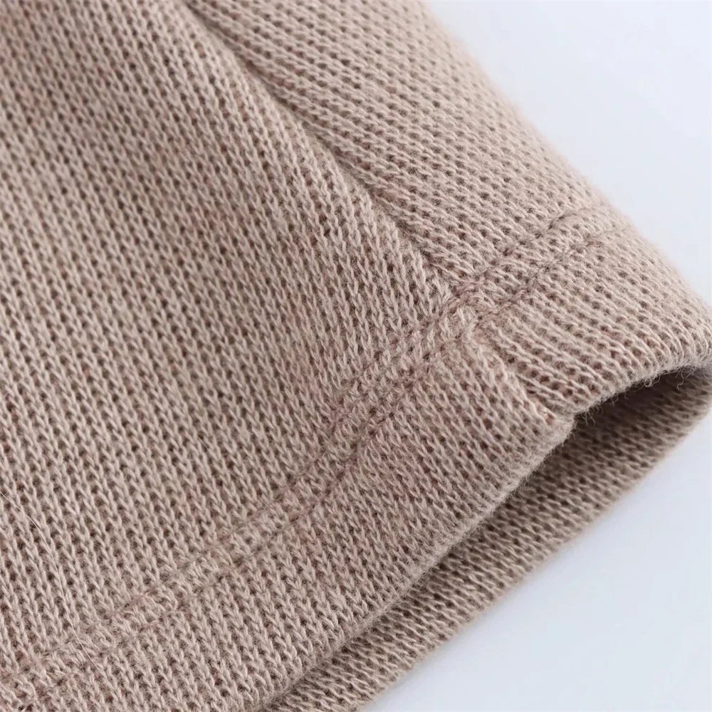 Womens Round Neck Solid Color Top with Knot Detail and Short Sleeve Skirt Set Elegant Casual Outfit