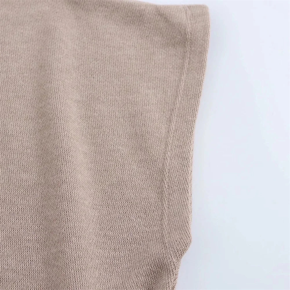 Womens Round Neck Solid Color Top with Knot Detail and Short Sleeve Skirt Set Elegant Casual Outfit