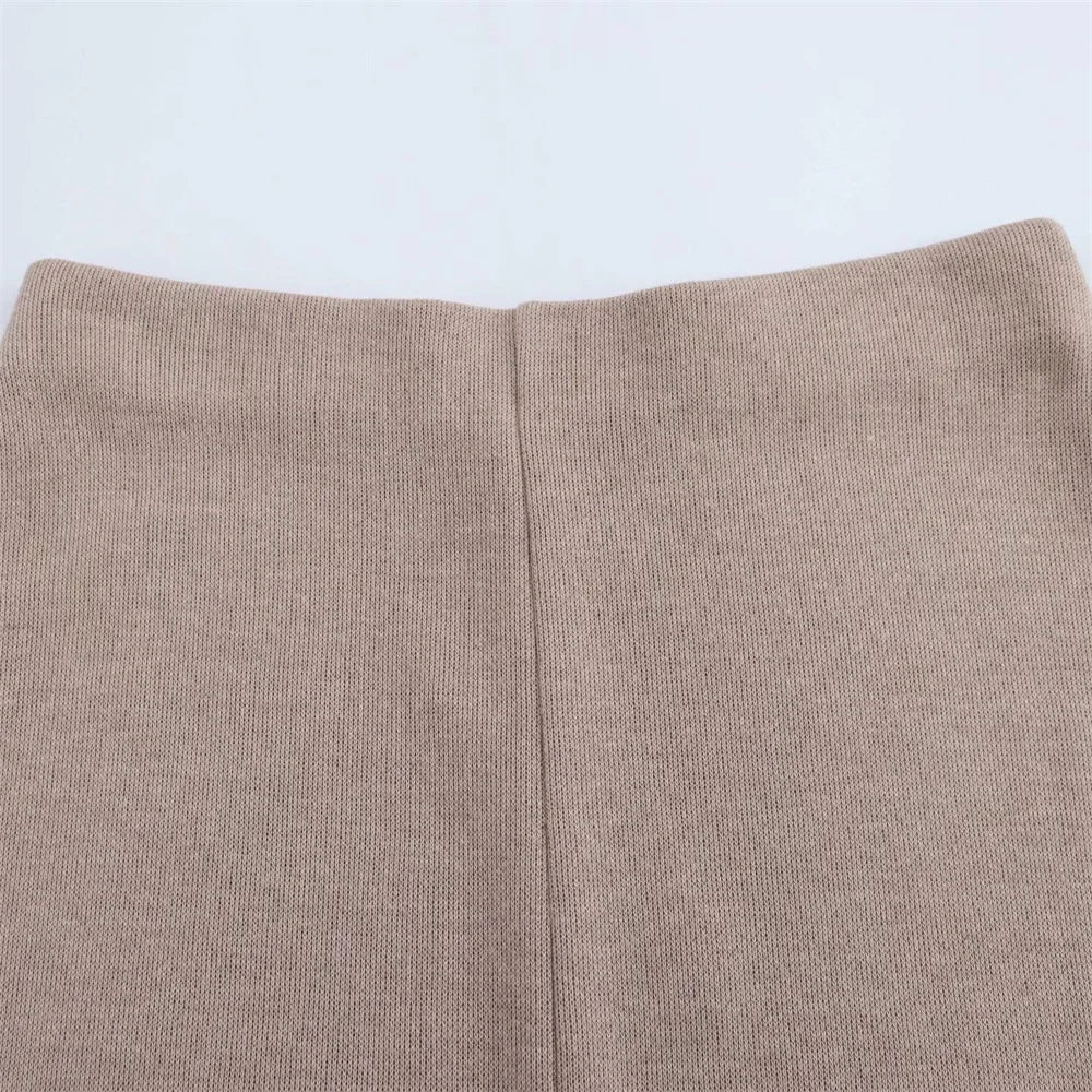 Womens Round Neck Solid Color Top with Knot Detail and Short Sleeve Skirt Set Elegant Casual Outfit