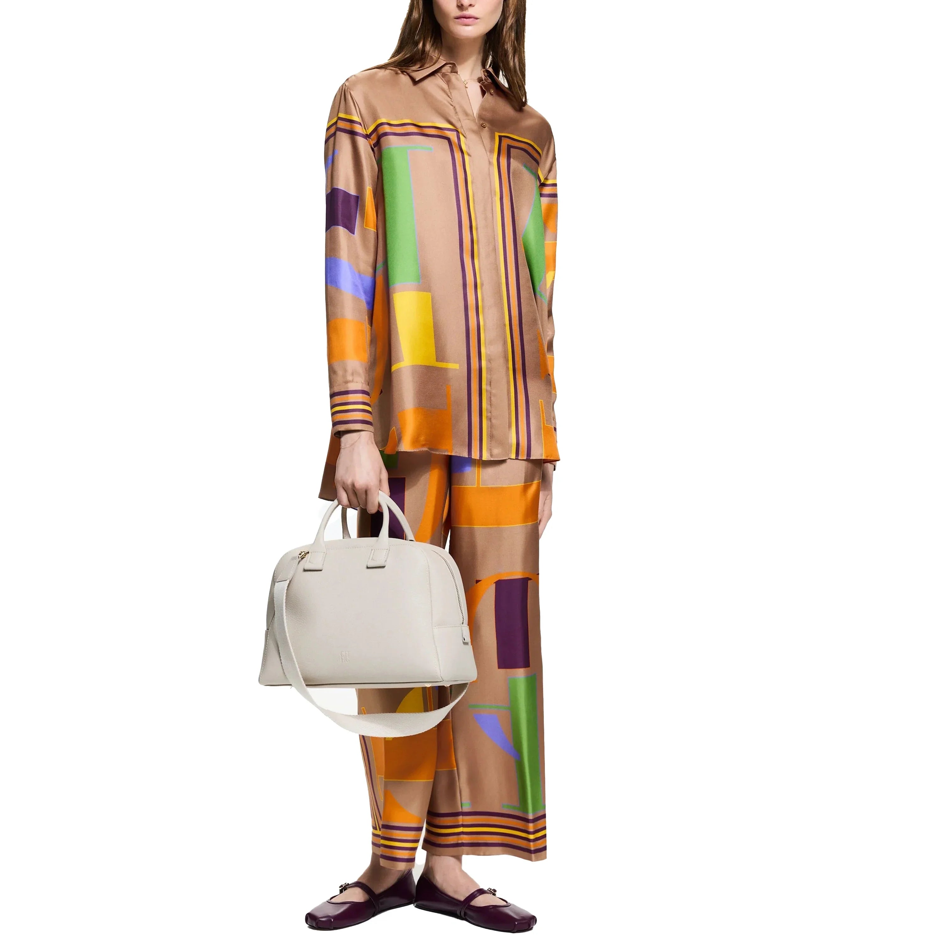 Women's Long Sleeve Khaki Shirt and Casual Business Pants Set Autumn Stylish Office Wear