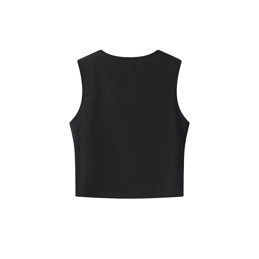 Women's 3D Golden Rose Asymmetric Vest and Skirt Set with Hollow O-Neck Cropped Top and High Waist Hidden Zip Skirt Summer Chic Ensemble