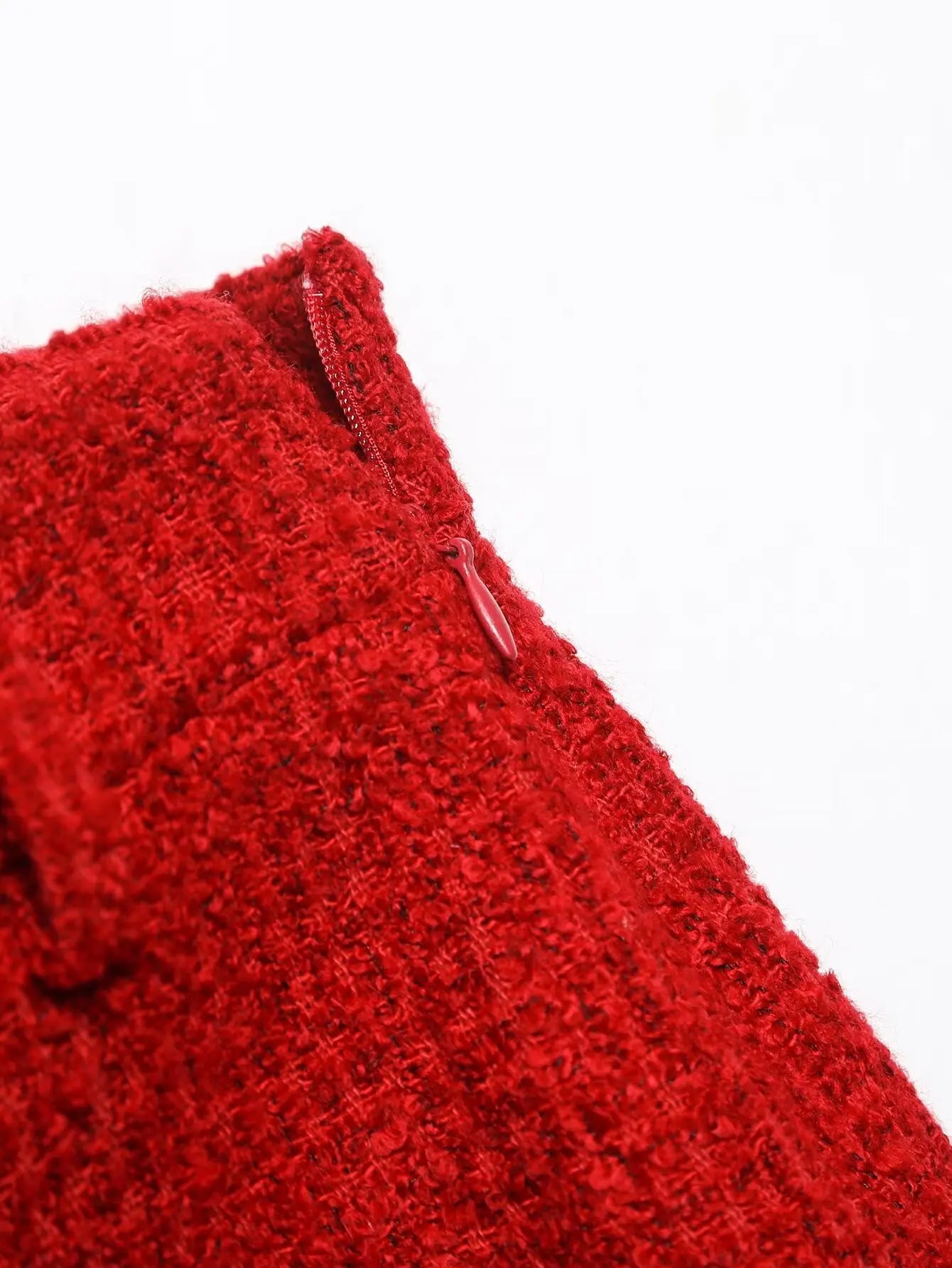 Women Textured Double Breasted Blazer and High Waist Skirt Set with O-Neck Jacket, Front Pockets, Side Slit, and Hidden Zip Closure for Chic Fall Fashion