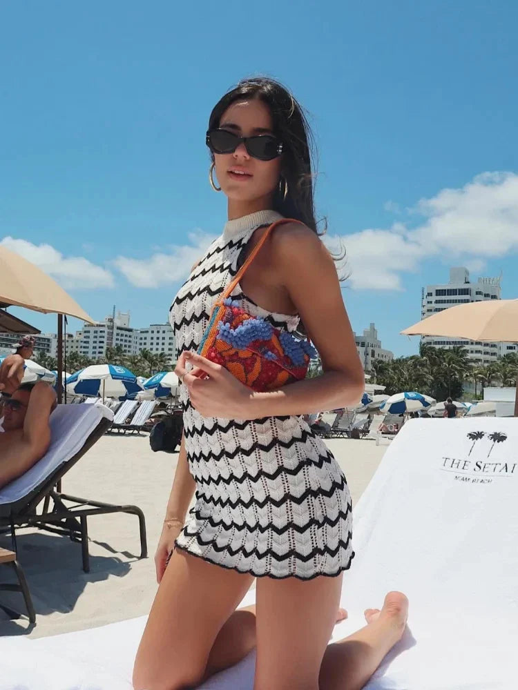 Women's Knit Striped Shirt and High-Waisted Elastic Mini Shorts Set Slim Fit Casual Round Neck Top Chic Two-Piece Summer Outfit