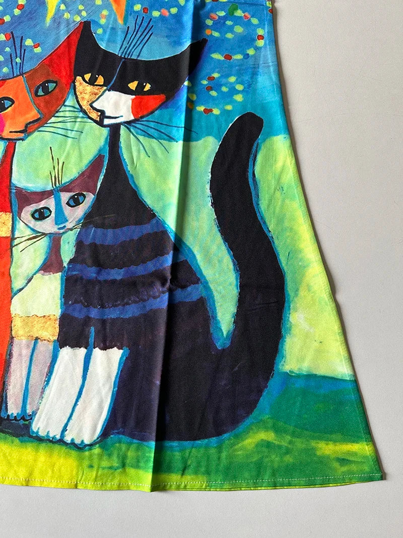 Elegant Bohemian V-Neck Sleeveless Printed Dress with Loose Waist and Large Hem for Casual or Formal Occasions