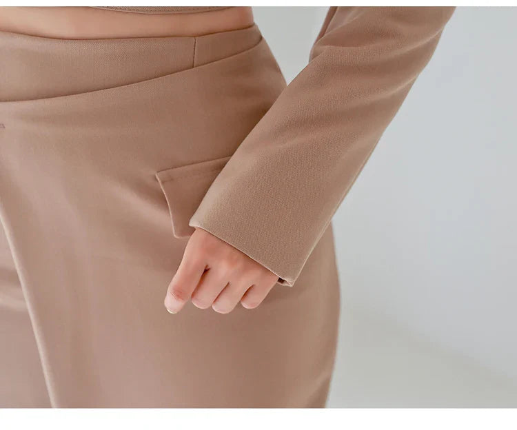 Elegant Women Two-Piece Set Short Blazer and High Waist Pencil Skirt Casual Office Wear Simple Chic Business Outfit