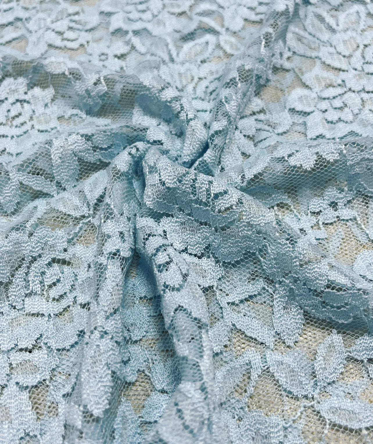 Perspective Round Neck Lace Two-Piece Set with Long Sleeves and High Waist Cinched Skirt