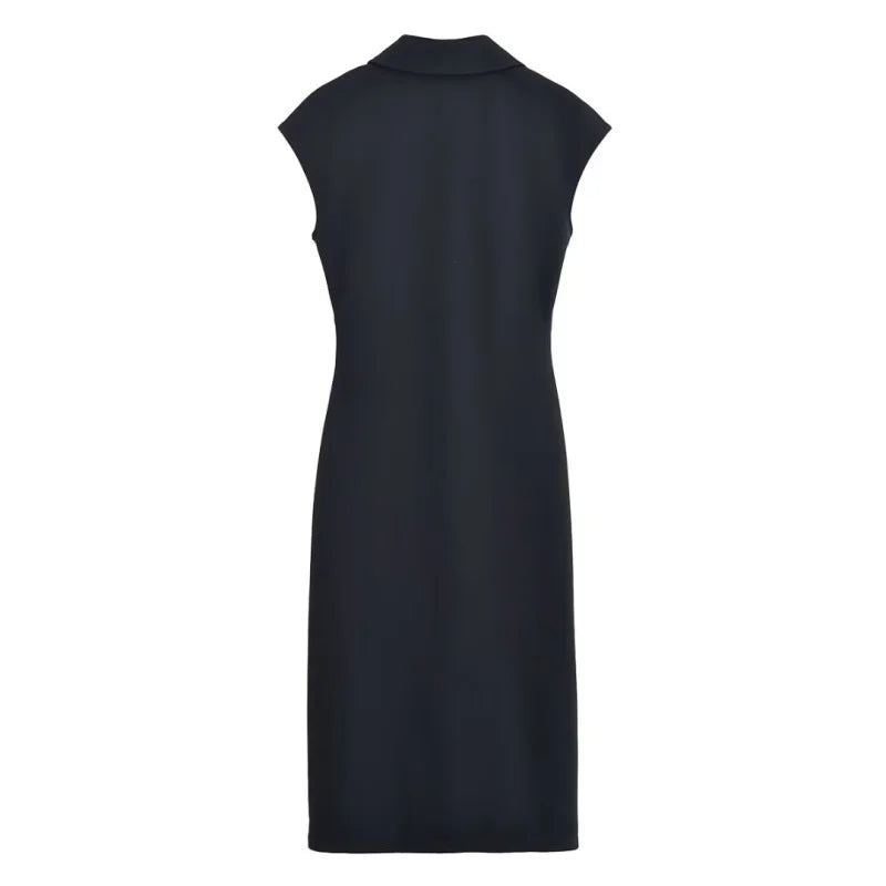 Elegant Bead-Accented Shirt-Style Short Sleeve V-Neck Dress with Long Skirt for Spring and Summer Women