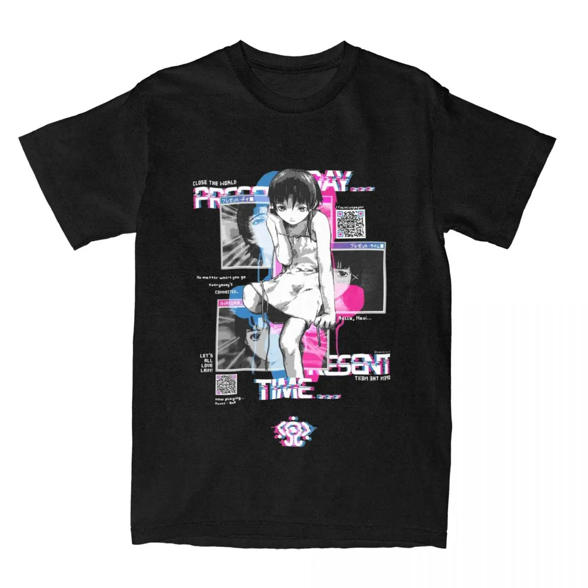 Men Women's Serial Experiments Lain Sci Fi Anime T Shirt Vintage Pure Cotton Short Sleeve O Neck Tee for Party and Casual Wear