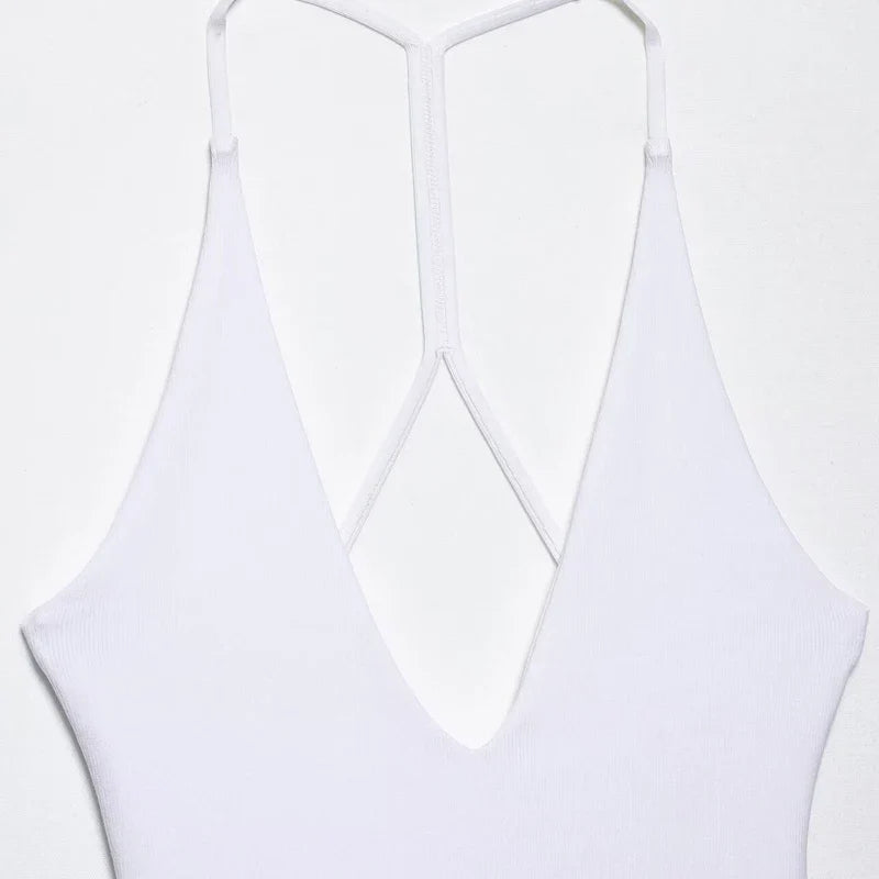 Chic Pink Halter Mini Dress with V Neck Ruffles Hem A Line Summer Ladies Party Wear