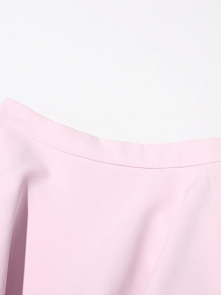 Chic Formal Two-Piece Set for Women V Neck Long Sleeve Top with Spliced Appliques and High Waist Midi Skirt Elegant Spring Outfit