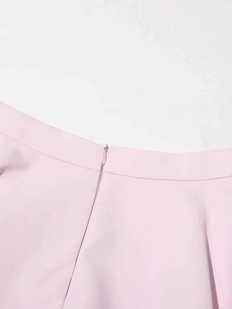 Chic Formal Two-Piece Set for Women V Neck Long Sleeve Top with Spliced Appliques and High Waist Midi Skirt Elegant Spring Outfit