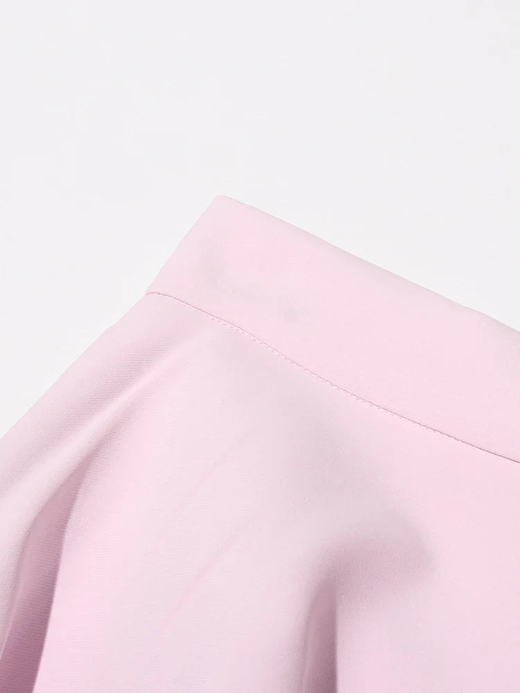 Chic Formal Two-Piece Set for Women V Neck Long Sleeve Top with Spliced Appliques and High Waist Midi Skirt Elegant Spring Outfit