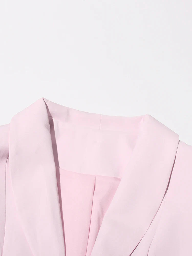 Chic Formal Two-Piece Set for Women V Neck Long Sleeve Top with Spliced Appliques and High Waist Midi Skirt Elegant Spring Outfit