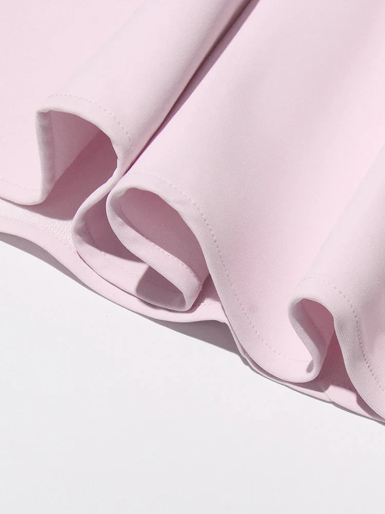 Chic Formal Two-Piece Set for Women V Neck Long Sleeve Top with Spliced Appliques and High Waist Midi Skirt Elegant Spring Outfit