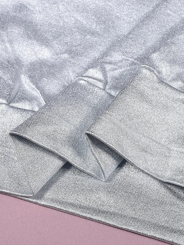 Women's Silver Long Sleeve Pullover Sweatshirt Casual Loose Fit Stand Collar Streetwear Top