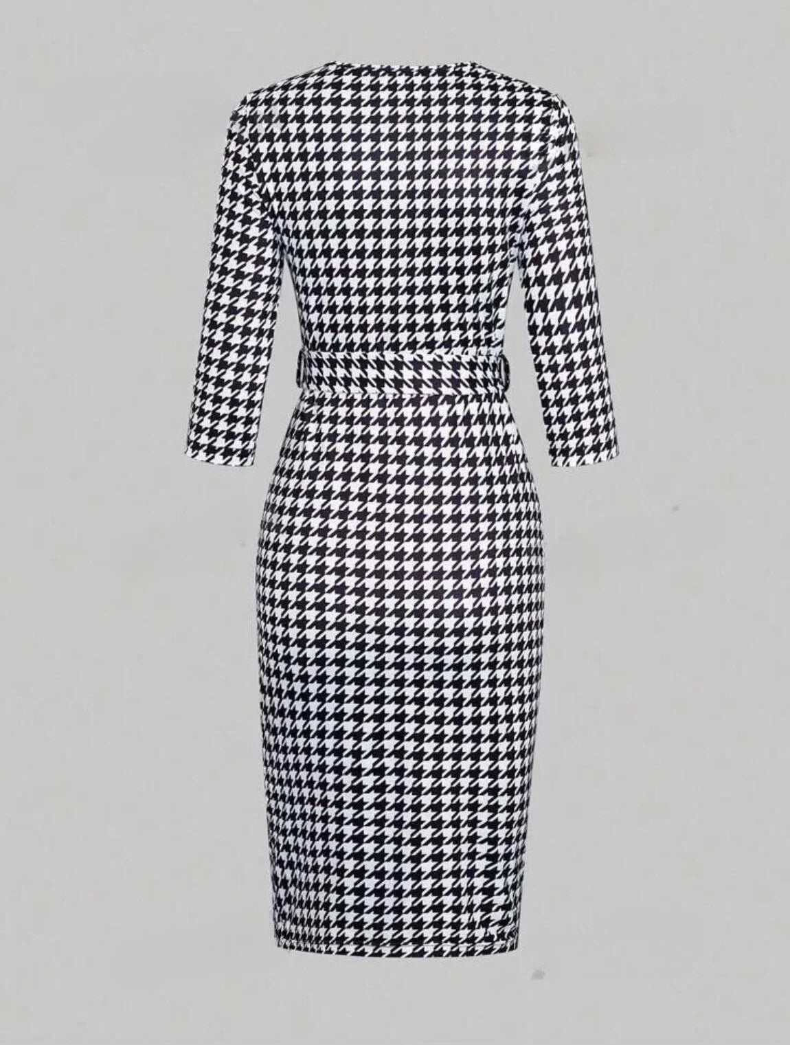 High-End Waistline Floral Dress with Plaided Skirt for Spring and Fall Elegant Mid-Length Ensemble