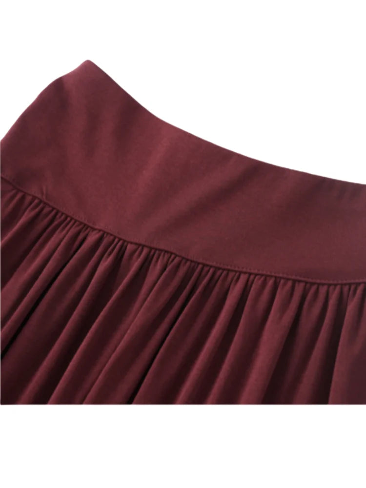 2Pcs Women's Long Sleeve Top and Half Skirt Set Vintage Elegant One Shoulder Chic Two Piece Outfit