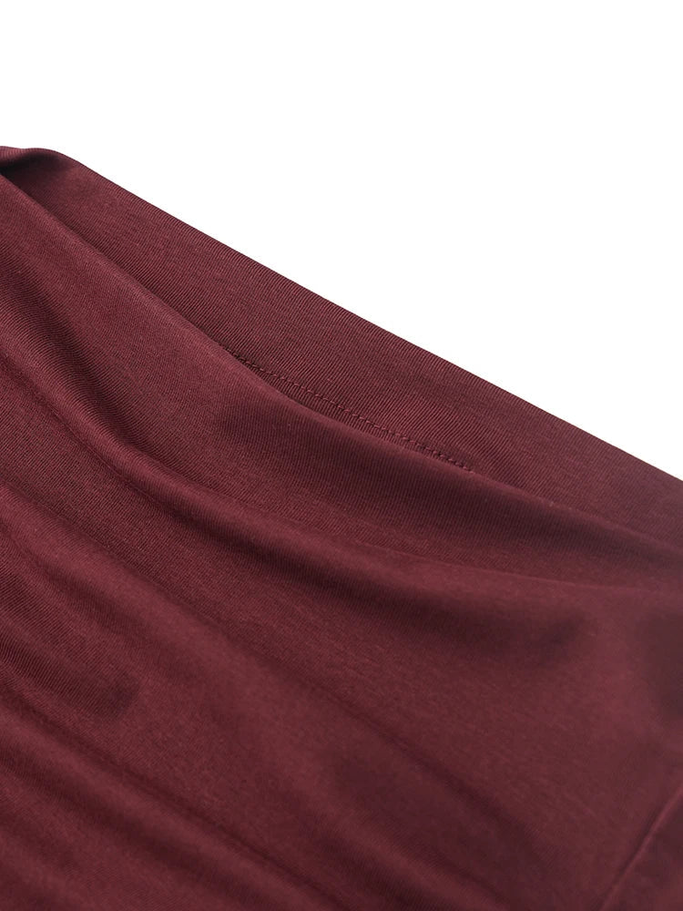 2Pcs Women's Long Sleeve Top and Half Skirt Set Vintage Elegant One Shoulder Chic Two Piece Outfit