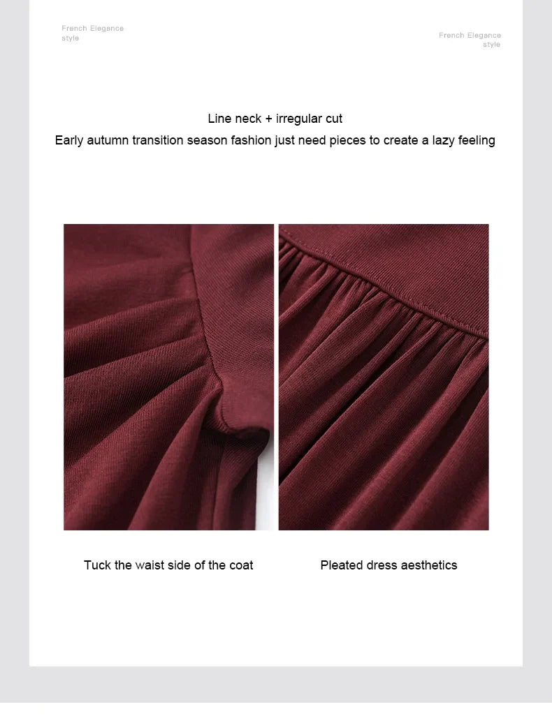 2Pcs Women's Long Sleeve Top and Half Skirt Set Vintage Elegant One Shoulder Chic Two Piece Outfit