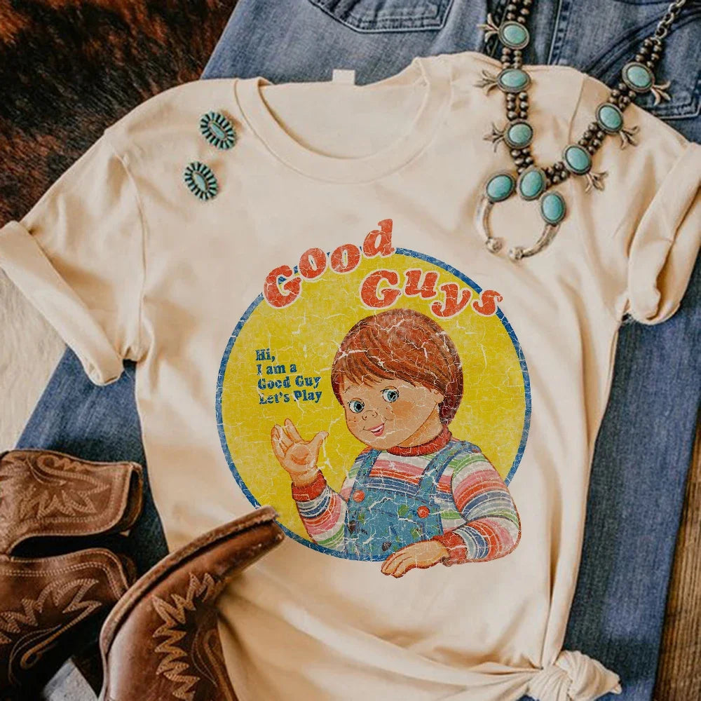 Satan Halloween Horror Ghost Graphic Tee for Women Manga Style Y2K Inspired Funny Streetwear Anime T Shirt