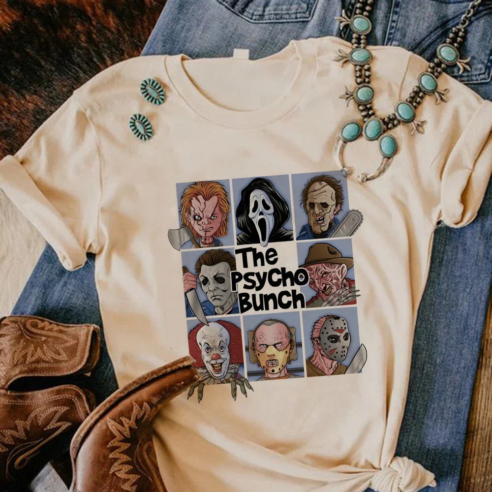 Satan Halloween Horror Ghost Graphic Tee for Women Manga Style Y2K Inspired Funny Streetwear Anime T Shirt