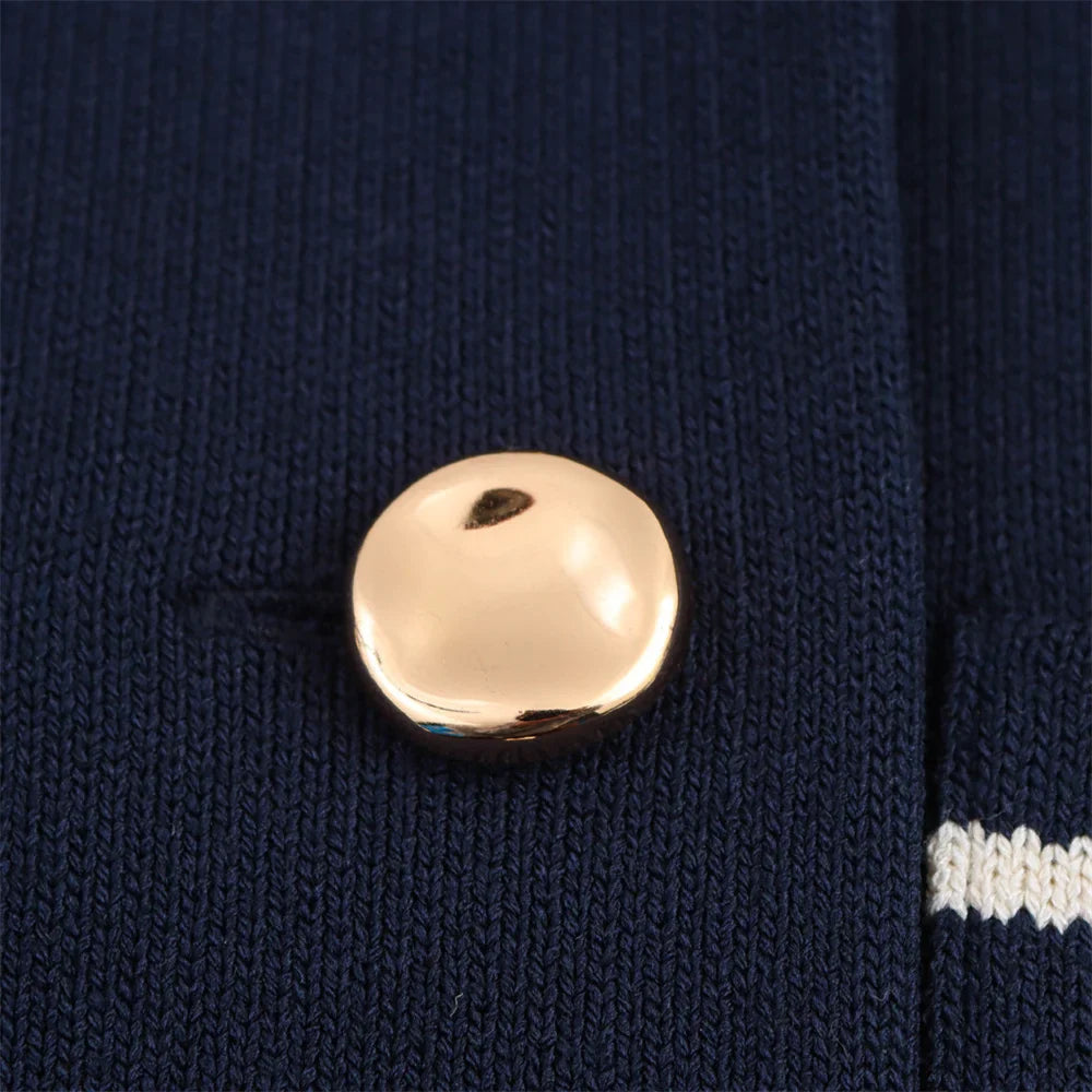 Women's Casual Striped Knitted Skirt Set with Double Breasted Suit Coat and Mini Skirt for Stylish Office and Leisure Wear