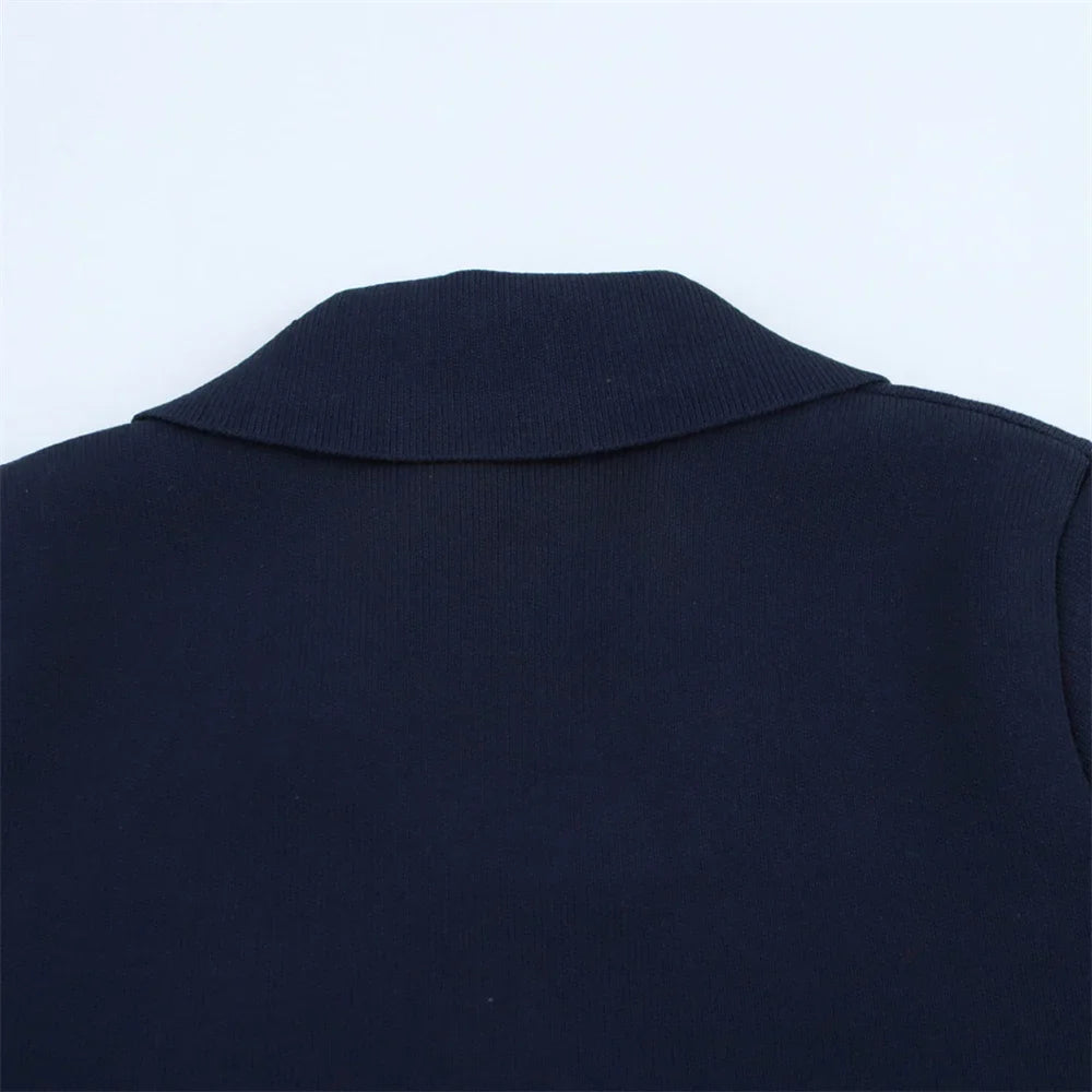 Women's Casual Striped Knitted Skirt Set with Double Breasted Suit Coat and Mini Skirt for Stylish Office and Leisure Wear