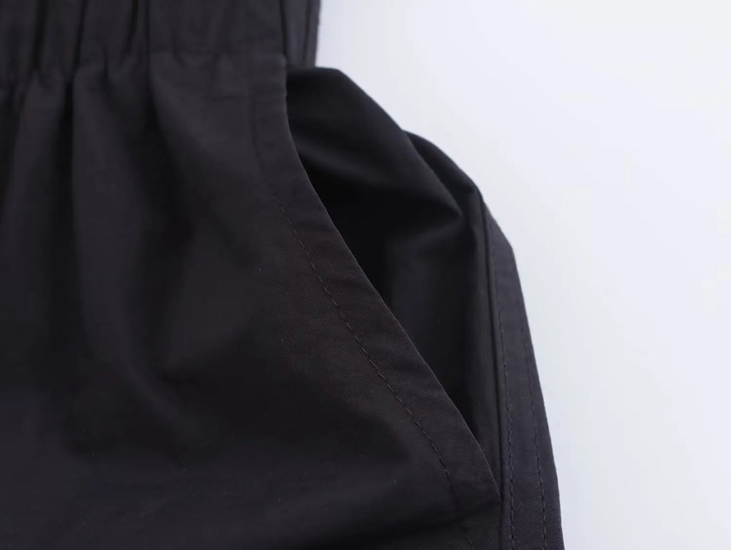 Elegant Solid Color Waist Midi Dress with Long Shirt Style and Side Pockets for Women