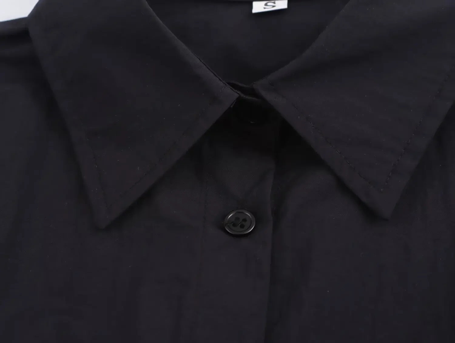 Elegant Solid Color Waist Midi Dress with Long Shirt Style and Side Pockets for Women