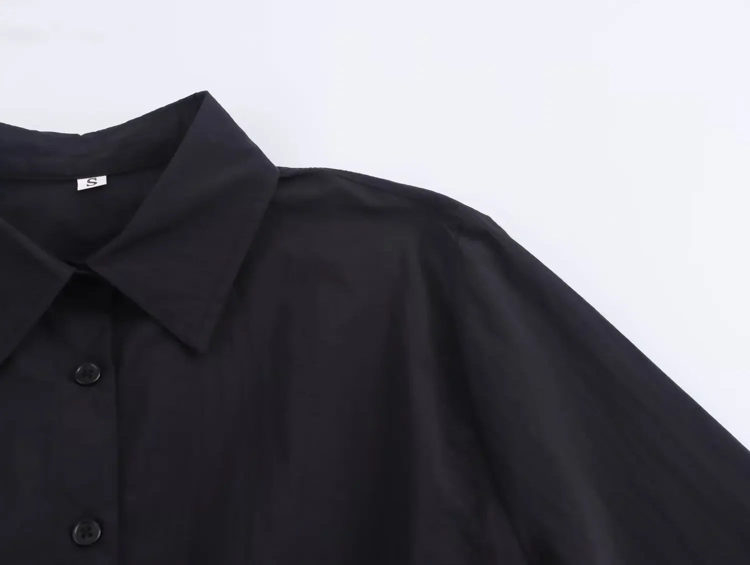 Elegant Solid Color Waist Midi Dress with Long Shirt Style and Side Pockets for Women