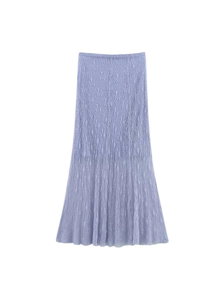 Women Summer Lace Two-Piece Set Sexy Solid Camisole Top and Elegant Skirt Stylish Streetwear Outfit for Ladies