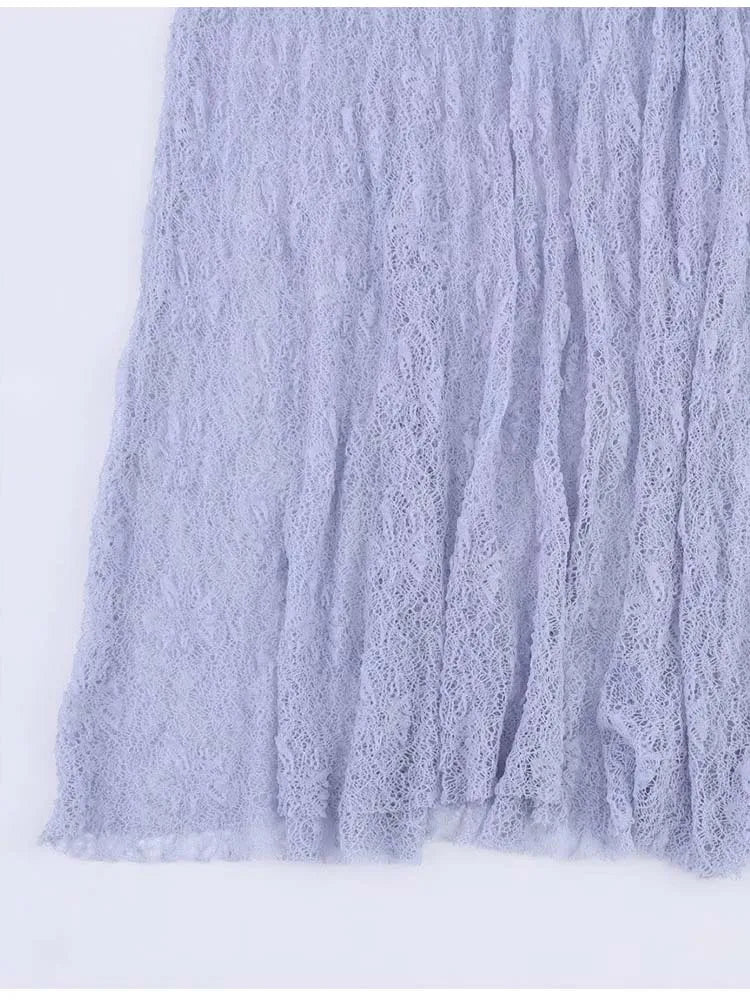 Women Summer Lace Two-Piece Set Sexy Solid Camisole Top and Elegant Skirt Stylish Streetwear Outfit for Ladies