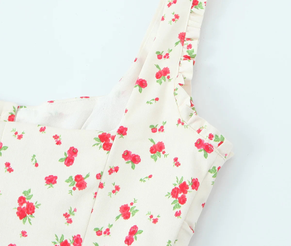 Prairie Chic Women's Skirt Set with Square Collar Sleeveless Printed Top and Mini Skirt Fashion Ensemble