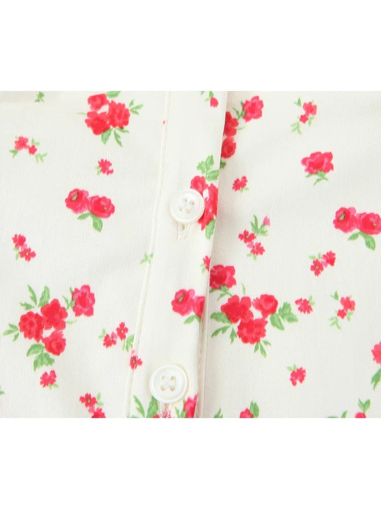 Prairie Chic Women's Skirt Set with Square Collar Sleeveless Printed Top and Mini Skirt Fashion Ensemble