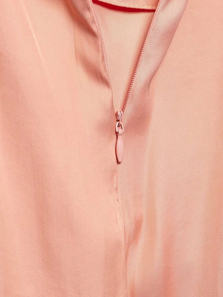 Women's Satin Two-Piece Midi Skirt Set with Gold Applique and Sexy Backless Top Spring Dress Ensemble