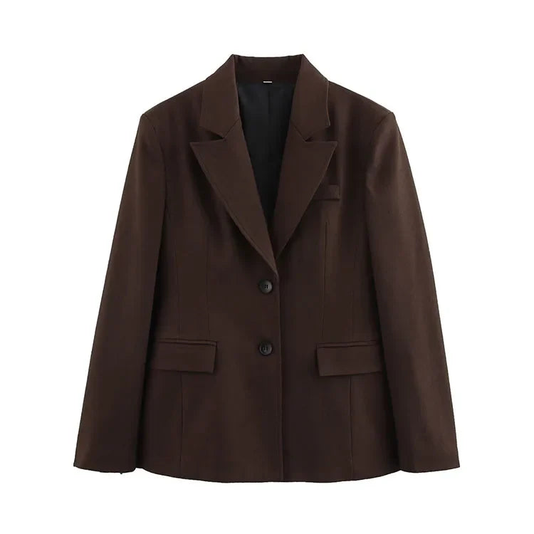 Elegant Women's Office Two-Piece Jacket and A-Line Skirt Set Slim Fit Long Sleeve Blazer with Hip-Enhancing Skirt