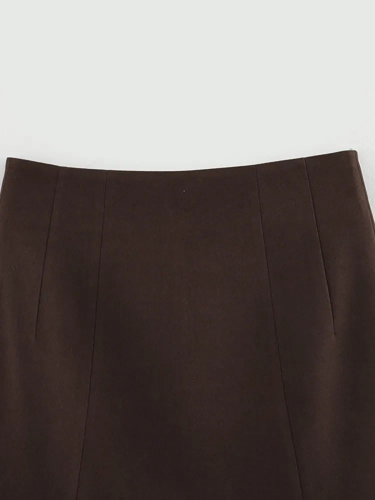 Elegant Women's Office Two-Piece Jacket and A-Line Skirt Set Slim Fit Long Sleeve Blazer with Hip-Enhancing Skirt