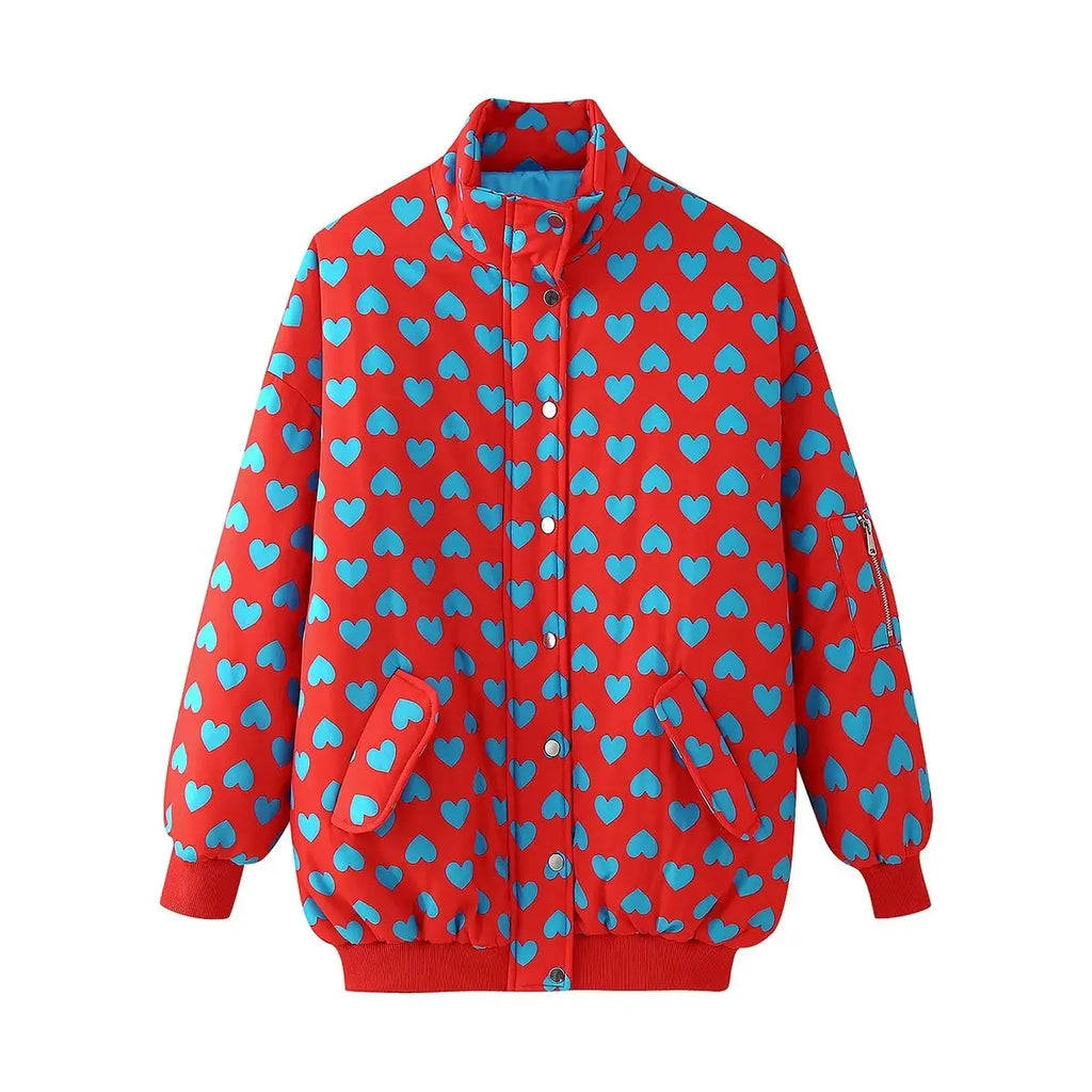 Love Print Cotton Coat With Matching Hip Skirt Set For Women Elegant Casual Two-Piece Outfit