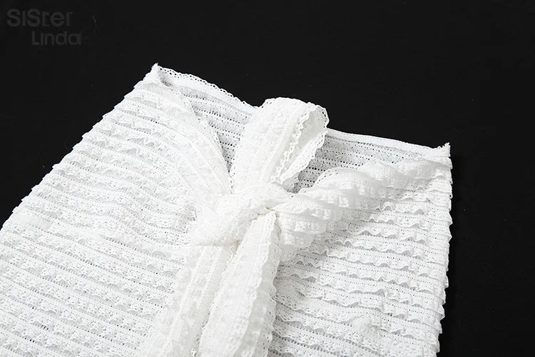 Sexy Elegant Two-Piece Set for Women Sleeveless Cross Wrapped Strapless Top with Bandage Skirt Vacation and Clubwear Matching Outfit