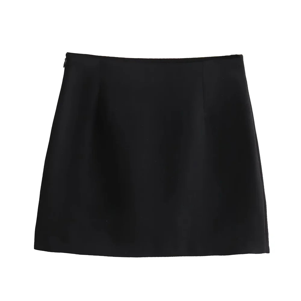 Button Decorated Slim Fit Tank Top with High Waist A-line Short Skirt Set for Women Spring Summer Casual Chic